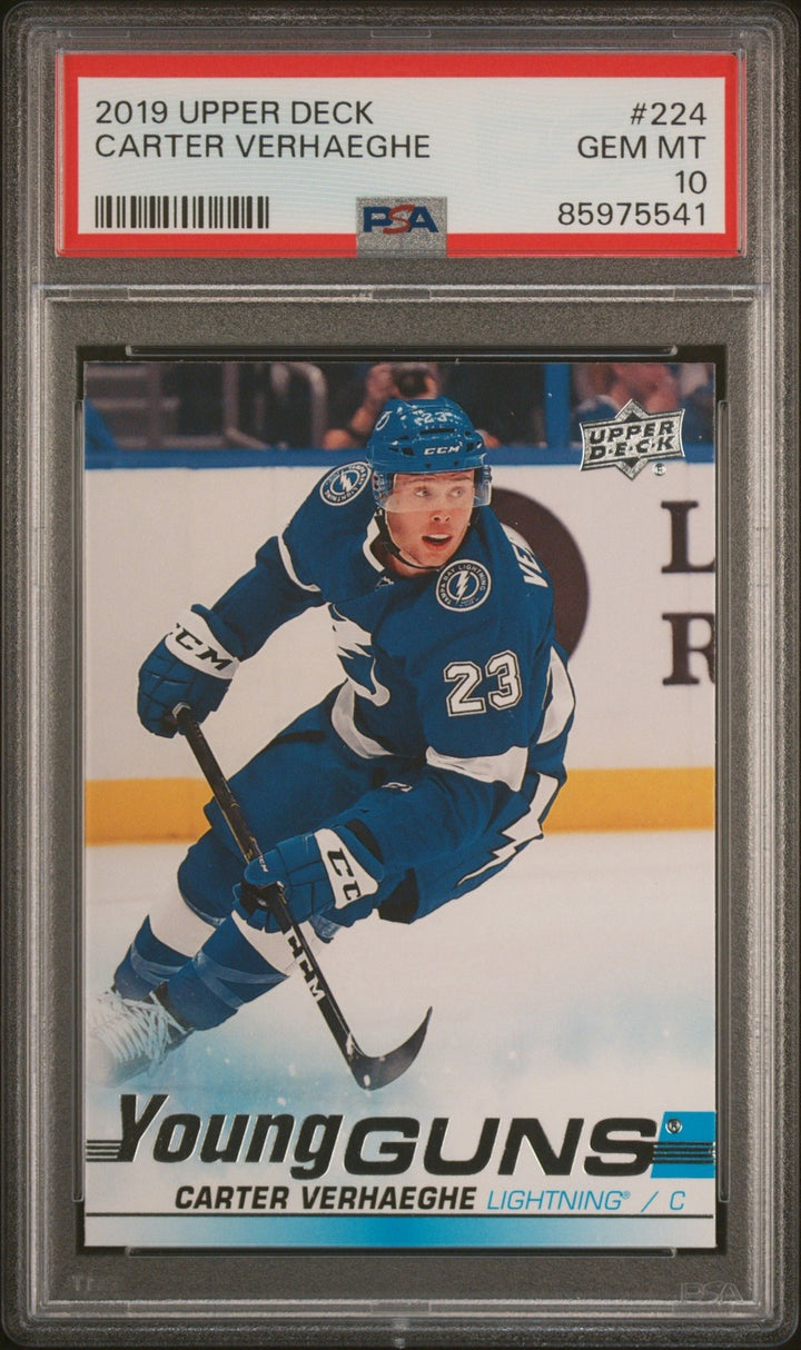 Graded 2019 Upper Deck Youngguns Carter Verhaeghe #224 Rookie Card PSA 10