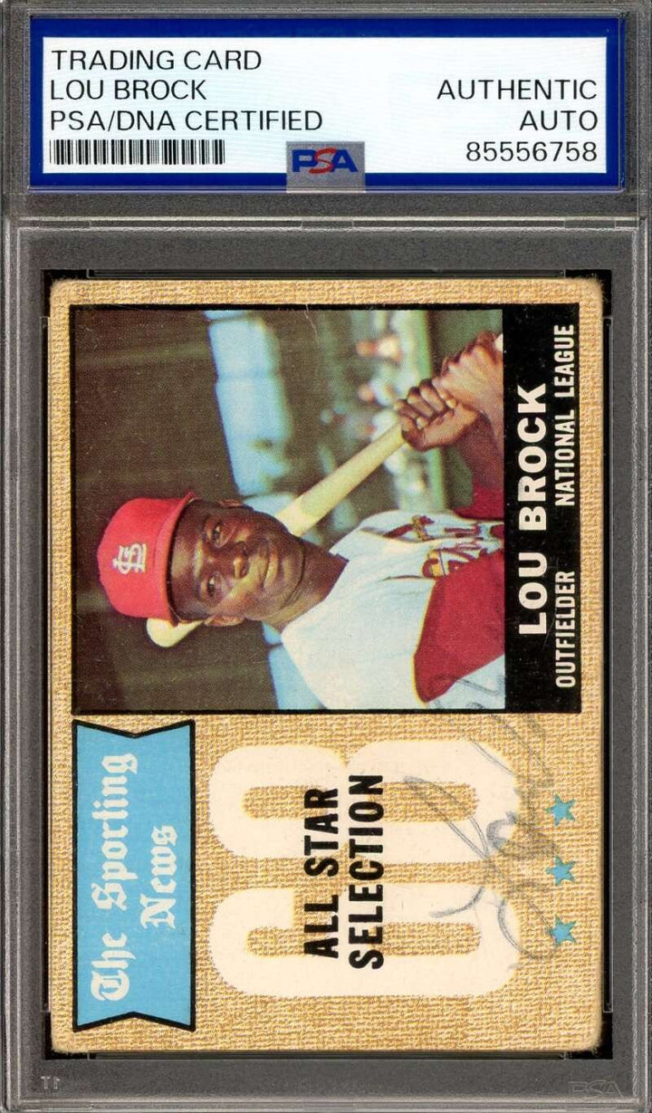 Lou Brock PSA DNA Vintage Signed 1968 Topps All Star Autograph
