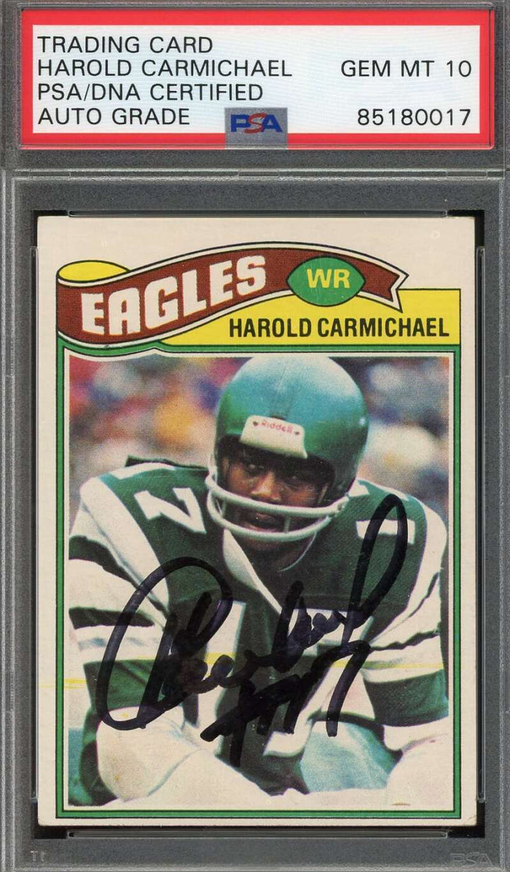 Harold Carmichael Gem Mint 10 PSA DNA Signed 1977 Topps Autograph