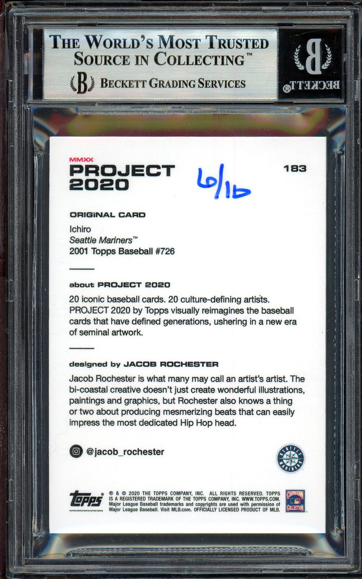 Ichiro Suzuki Signed Topps Project 2020 Jacob Rochester Card 183 #6/10 Beckett