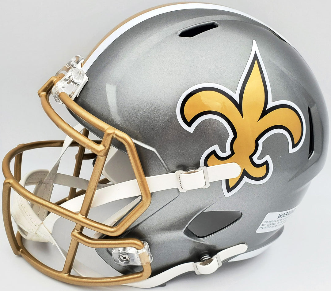 Drew Brees Auto Saints Flash Silver Full Size Rep Speed Helmet SB 44 MVP Beckett