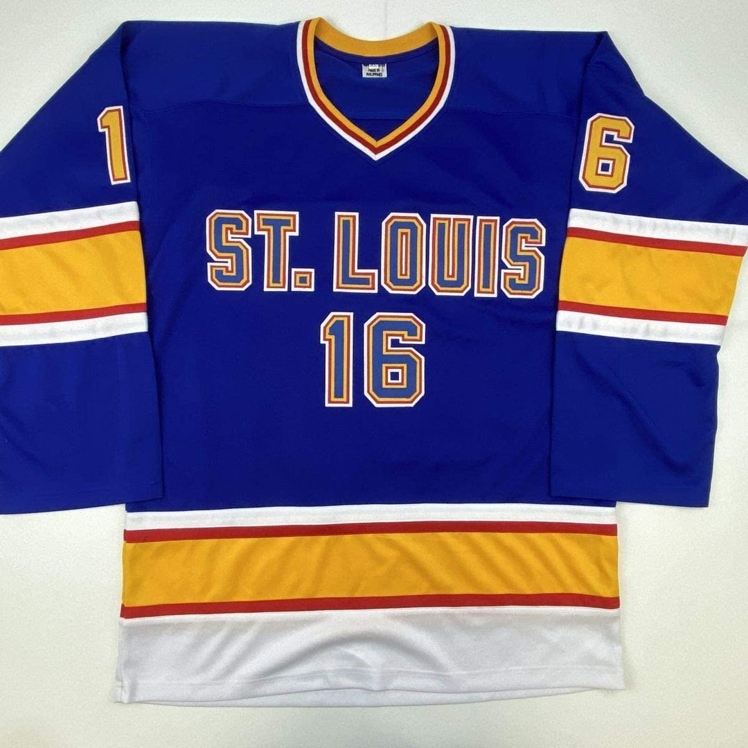 Autographed/Signed Brett Hull St. Louis Retro Blue Jersey PSA/DNA COA