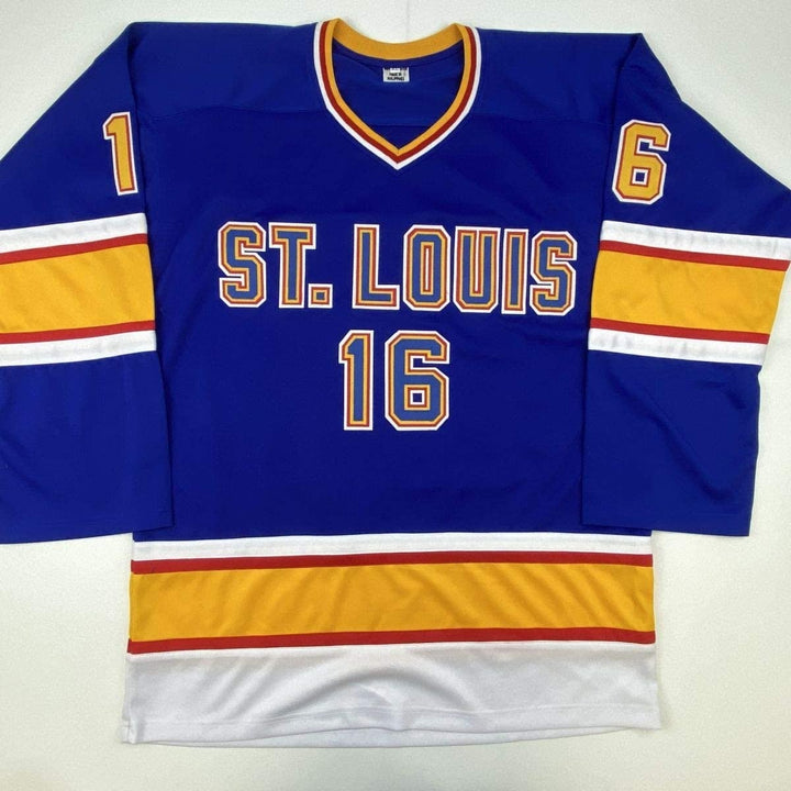 Autographed/Signed Brett Hull St. Louis Retro Blue Jersey PSA/DNA COA