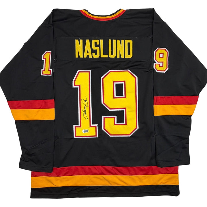 Autographed/Signed Markus Naslund Vancouver Black Hockey Jersey Beckett COA