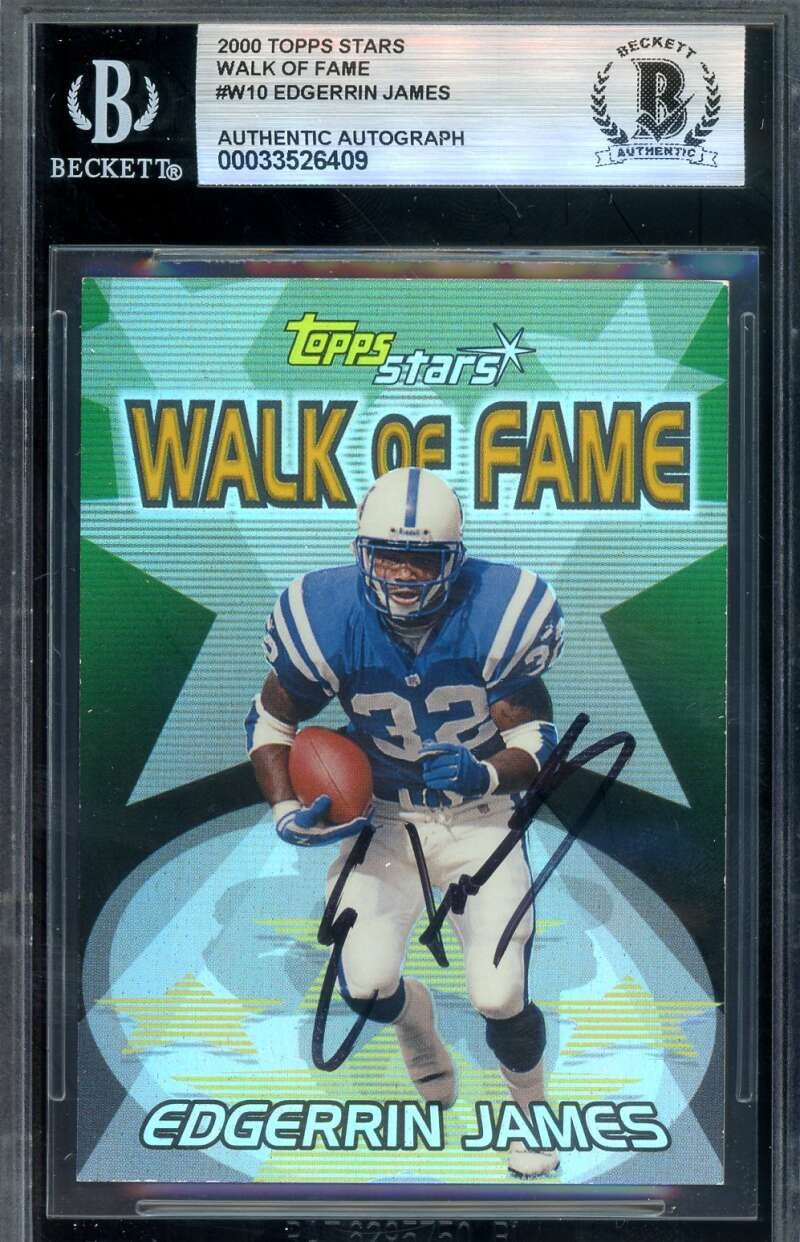 Edgerrin James Beckett BAS Signed 2000 Topps Walk of Fame Autograph
