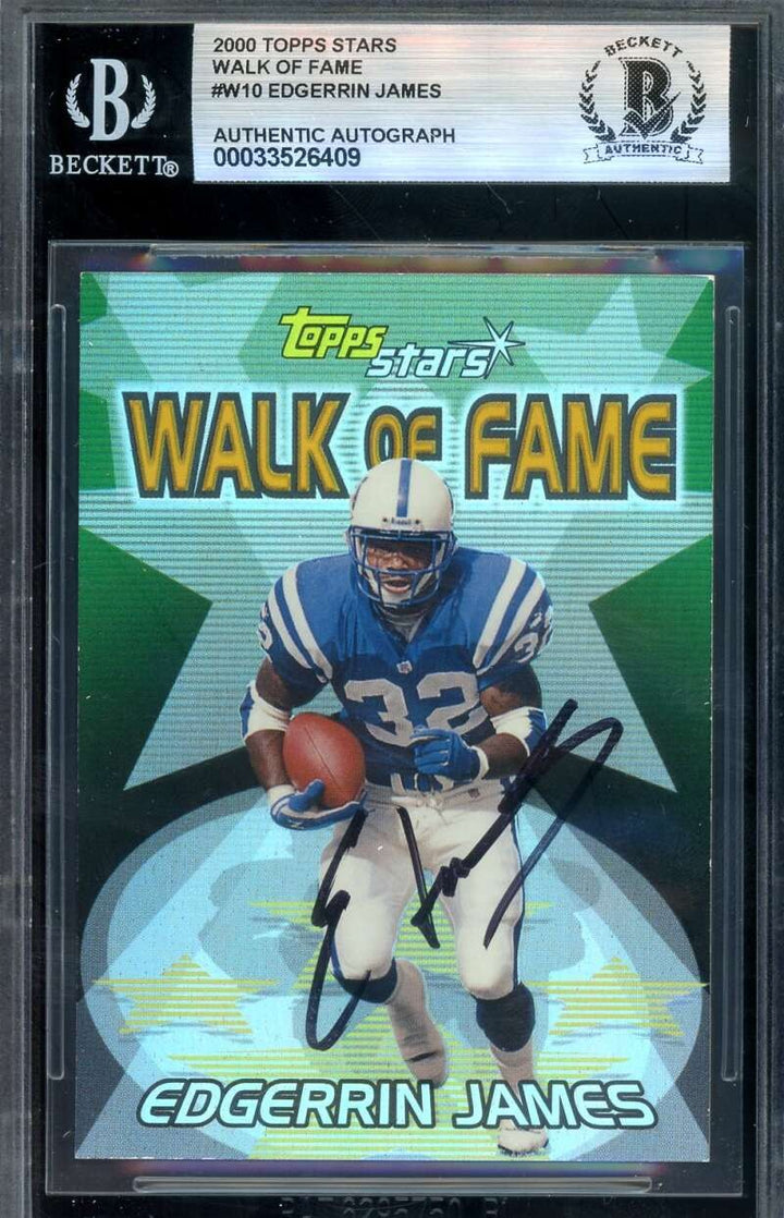 Edgerrin James Beckett BAS Signed 2000 Topps Walk of Fame Autograph
