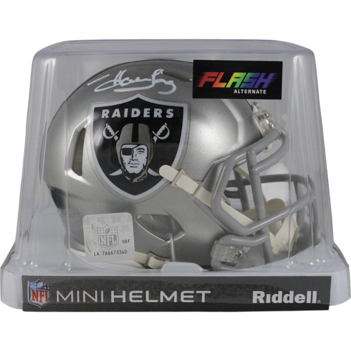 Howie Long Autographed/Signed Las Vegas Raiders Flash Mini Helmet Beckett 49658