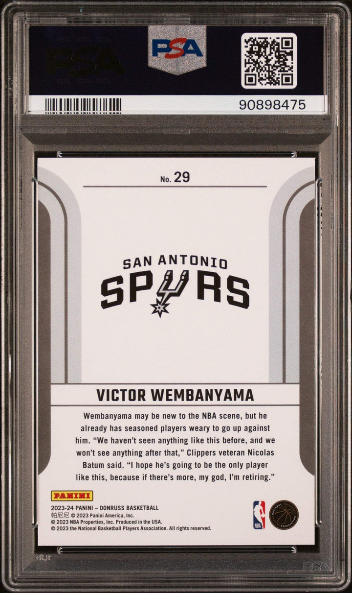 Graded 2023 Donruss Victor Wembanyama #29 Franchise Feat Basketball Card PSA 10