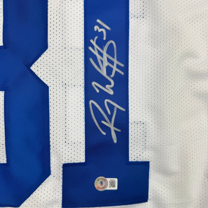 Autographed/Signed Roy Williams Dallas White Football Jersey Beckett BAS COA