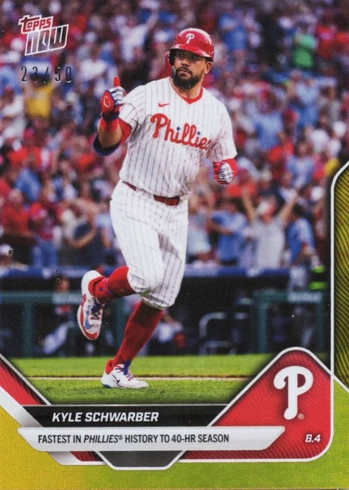 2025 Topps Now Kyle Schwarber #515 Gold Foil /50 Philadelphia Phillies Card