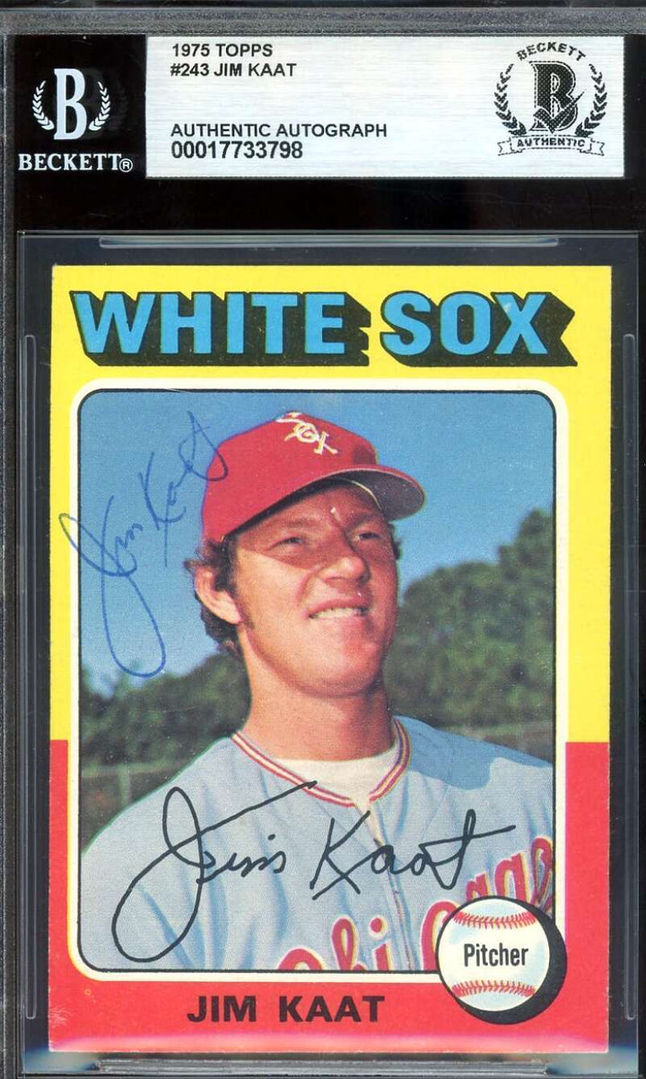 Jim Kaat Beckett BAS Vintage Signed 1975 Topps Autograph