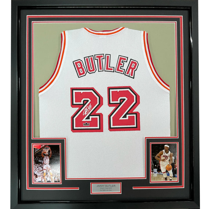 Framed Facsimile Autographed Jimmy Butler 33x42 White Reprint Laser Auto Jersey