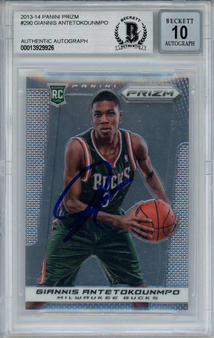 Giannis Antetokounmpo 2013 Panini Prizm #290 Rookie Card Beckett 10 Slab 36217