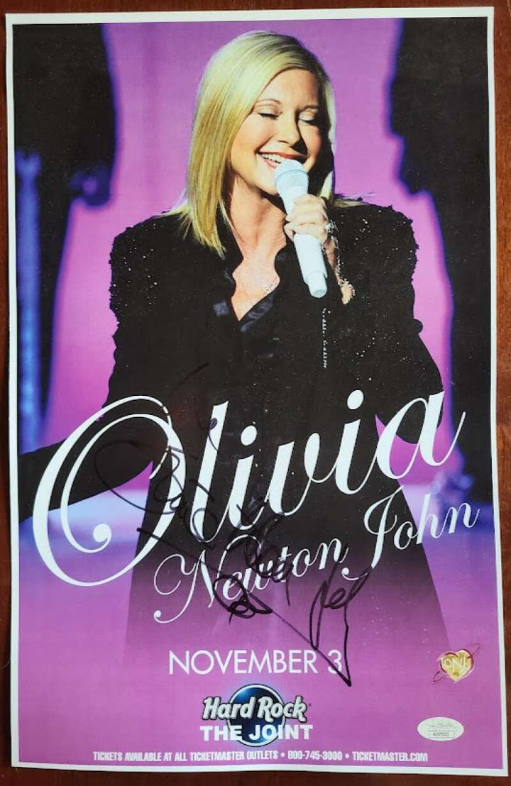 Olivia Newton John JSA Coa Signed 11x17 Concert Poster Hard Rock Autograph