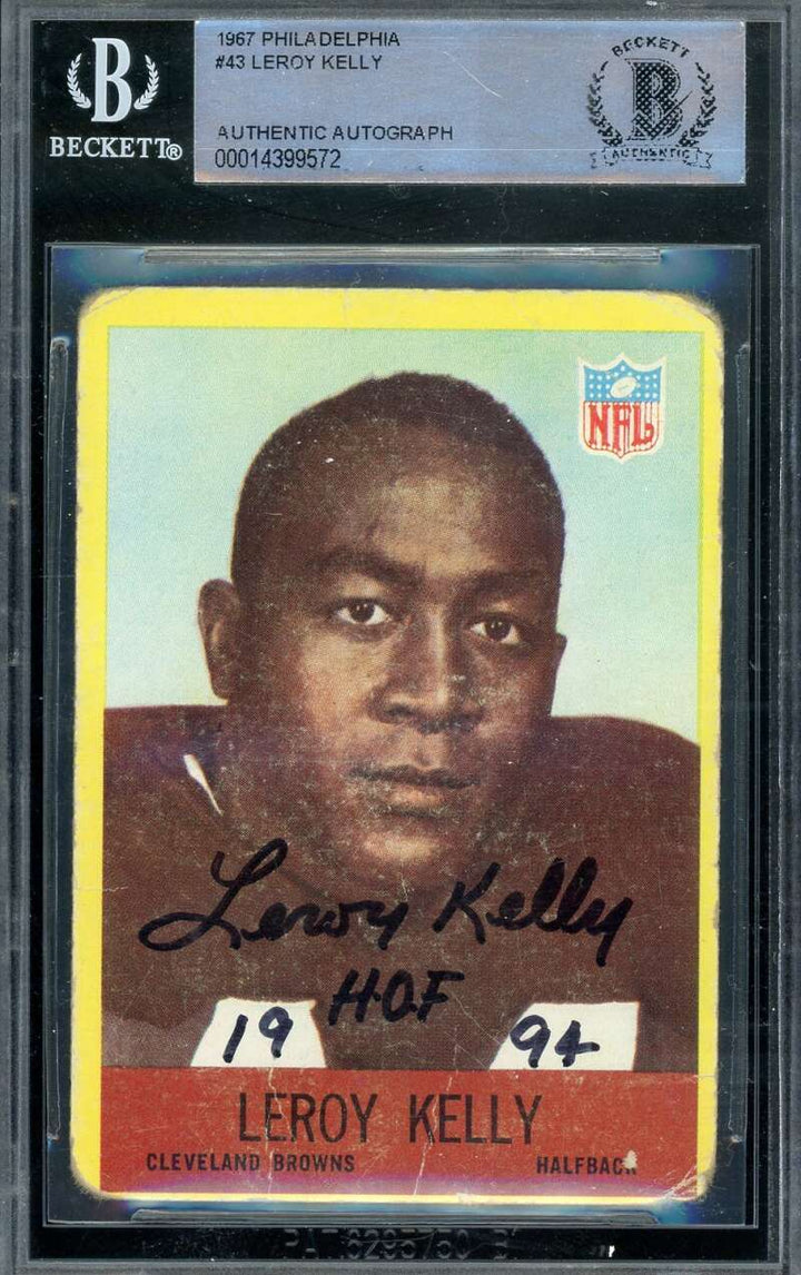 Leroy Kelly Beckett BAS Vintage Signed 1967 Philadelphia Gum Rookie Autograph