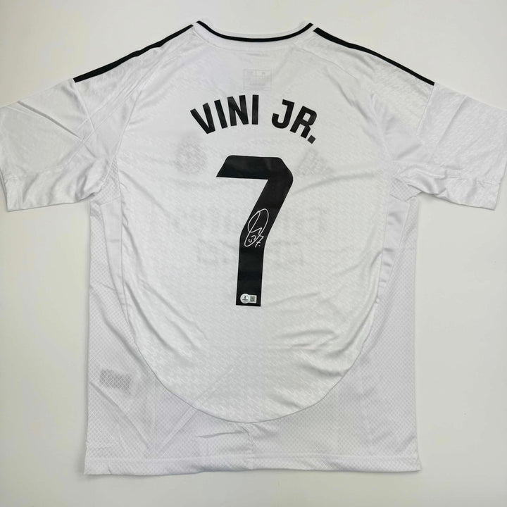 Autographed/Signed Vini Vinicius Jr. #7 Real Madrid White Jersey BAS COA