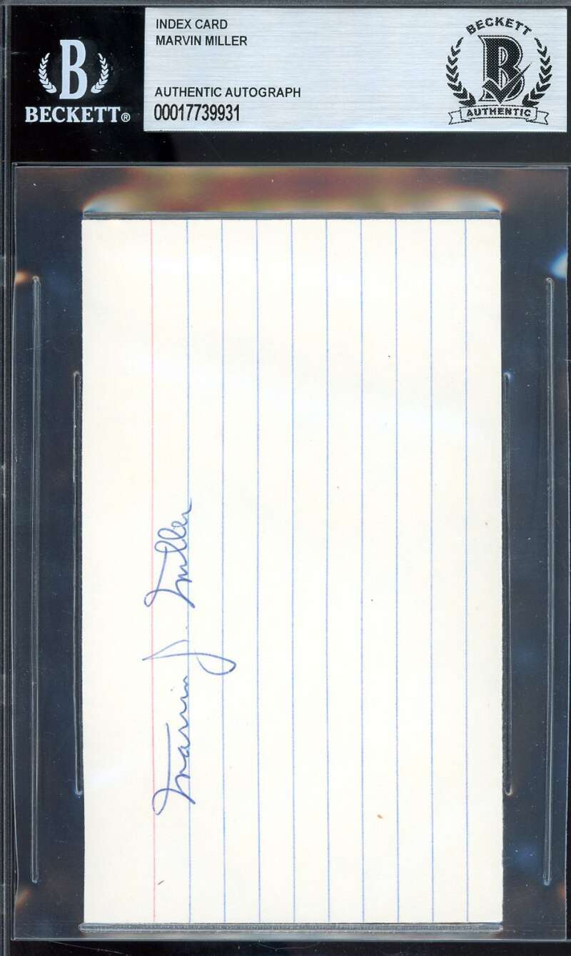Marvin Miller Beckett BAS Signed 3x5 Index Card Autograph