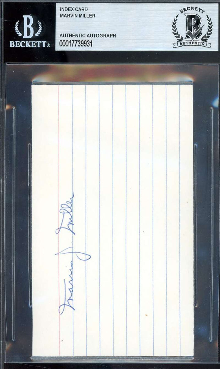 Marvin Miller Beckett BAS Signed 3x5 Index Card Autograph