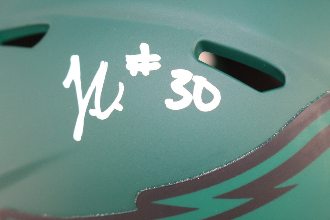 Jihaad Campbell Autographed Philadelphia Eagles Mini Helmet Rave Beckett 52732