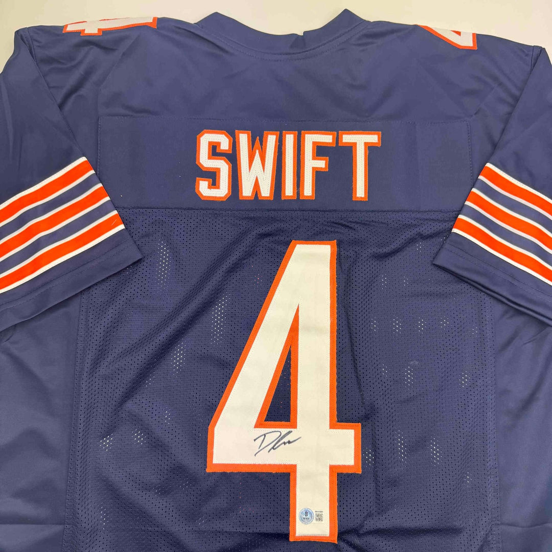 Autographed/Signed D'Andre Swift Chicago Blue Jersey Beckett BAS COA