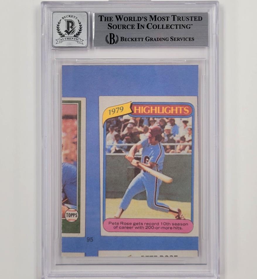 Pete Rose signed 1985 Philadelphia Phillies Trading Card slab BAS BGS 10 auto