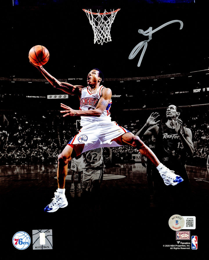 Allen Iverson Signed 8x10 Photo Philadelphia 76ers Spotlight Layup Beckett Wit