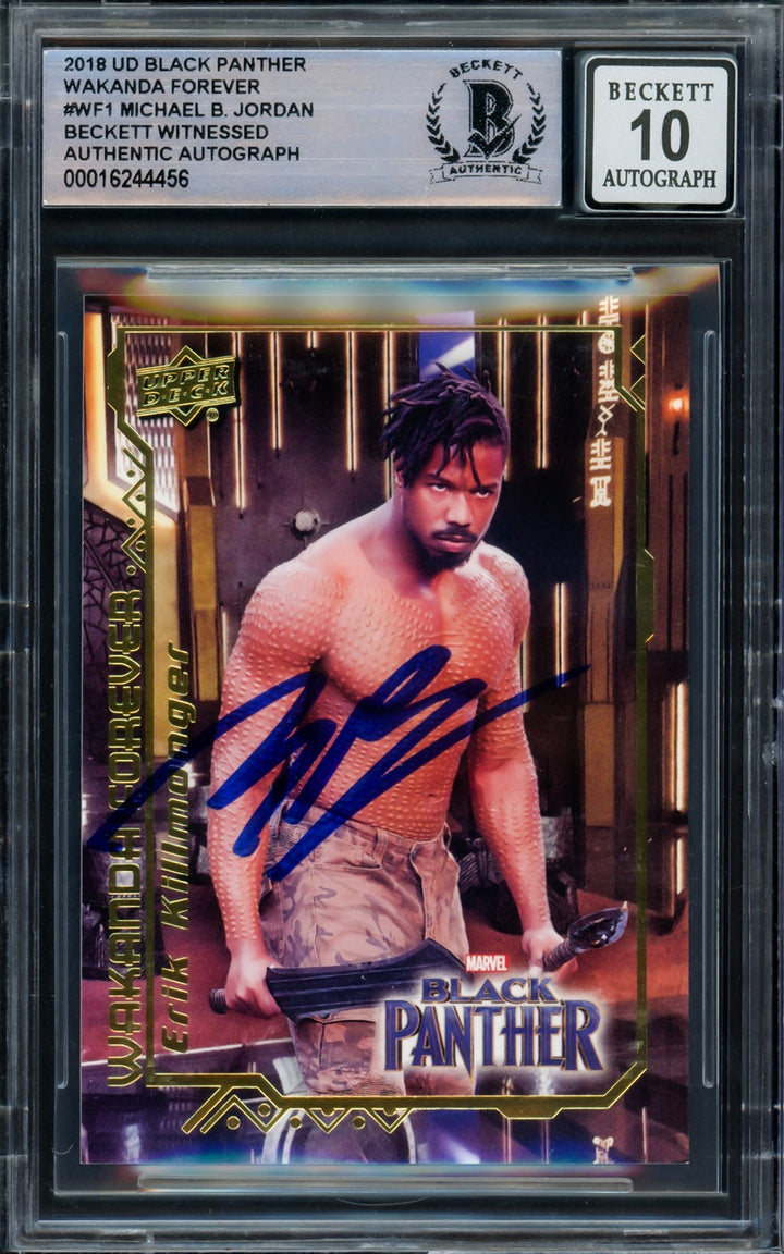 Michael B Jordan Auto 2018 UD Black Panther Wakanda Forever Card WF1 Sig 10