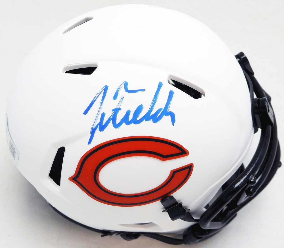 Justin Fields Signed Chicago Bears Lunar Eclipse White Speed Mini Helmet Beckett