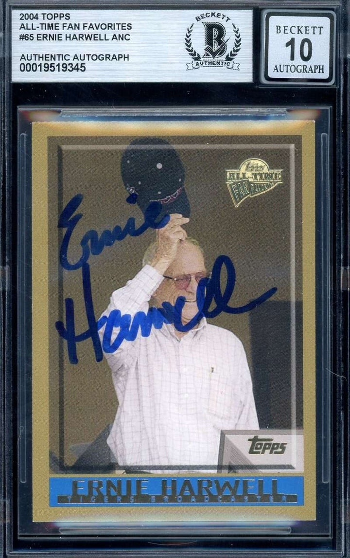 Ernie Harwell Gem Mint 10 Beckett BAS Signed 2004 Topps All Time Fan Fav