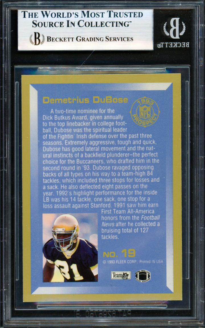 Demetrius DuBose Signed 1993 Fleer Prospect RC #19 Buccaneers Beckett #19957951