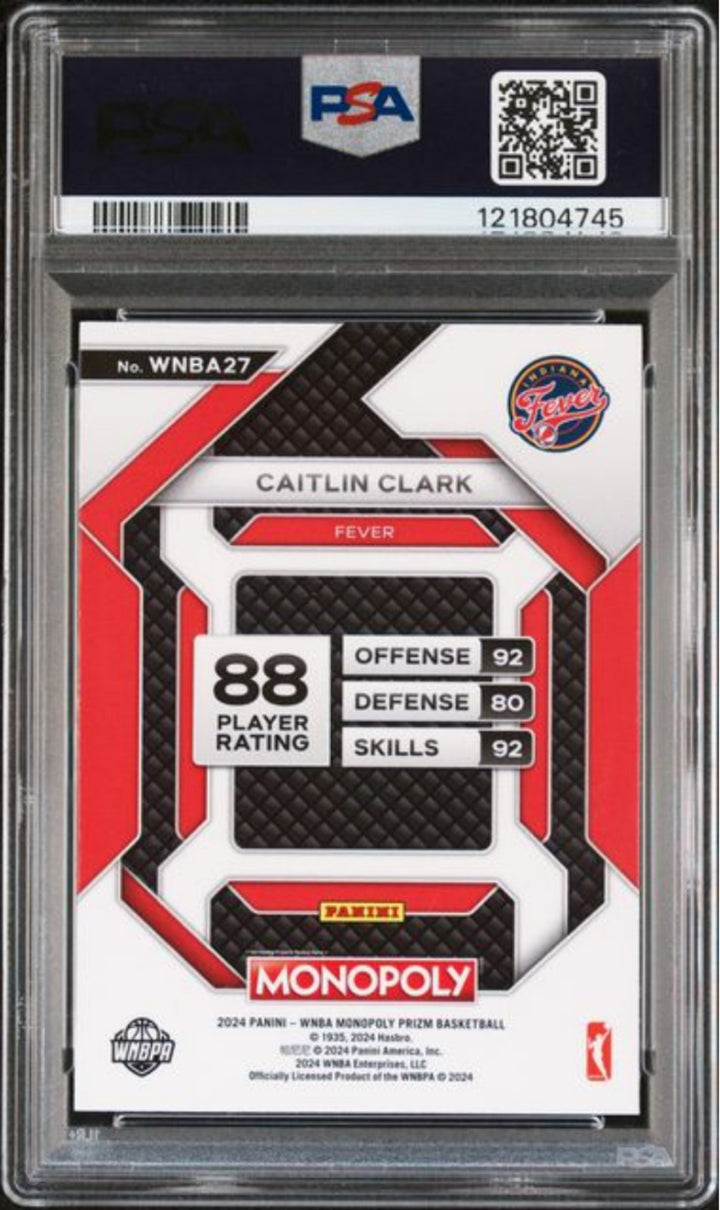 Graded 2024 Panini Prizm Monopoly WNBA Caitlin Clark #27 Rookie RC Card PSA 10