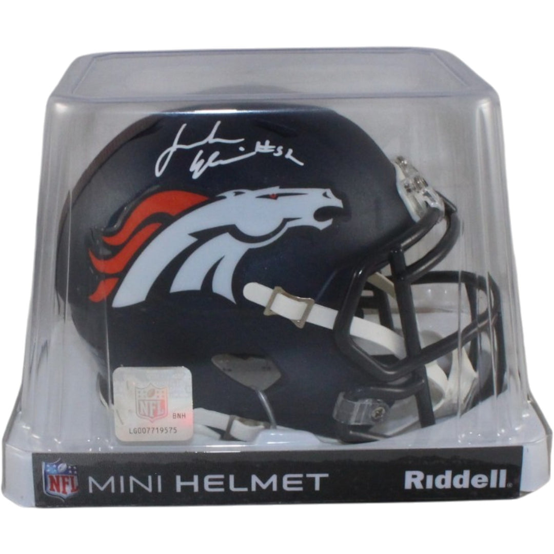 Jonah Elliss Autographed/Signed Denver Broncos Mini Helmet Beckett Witness 58256