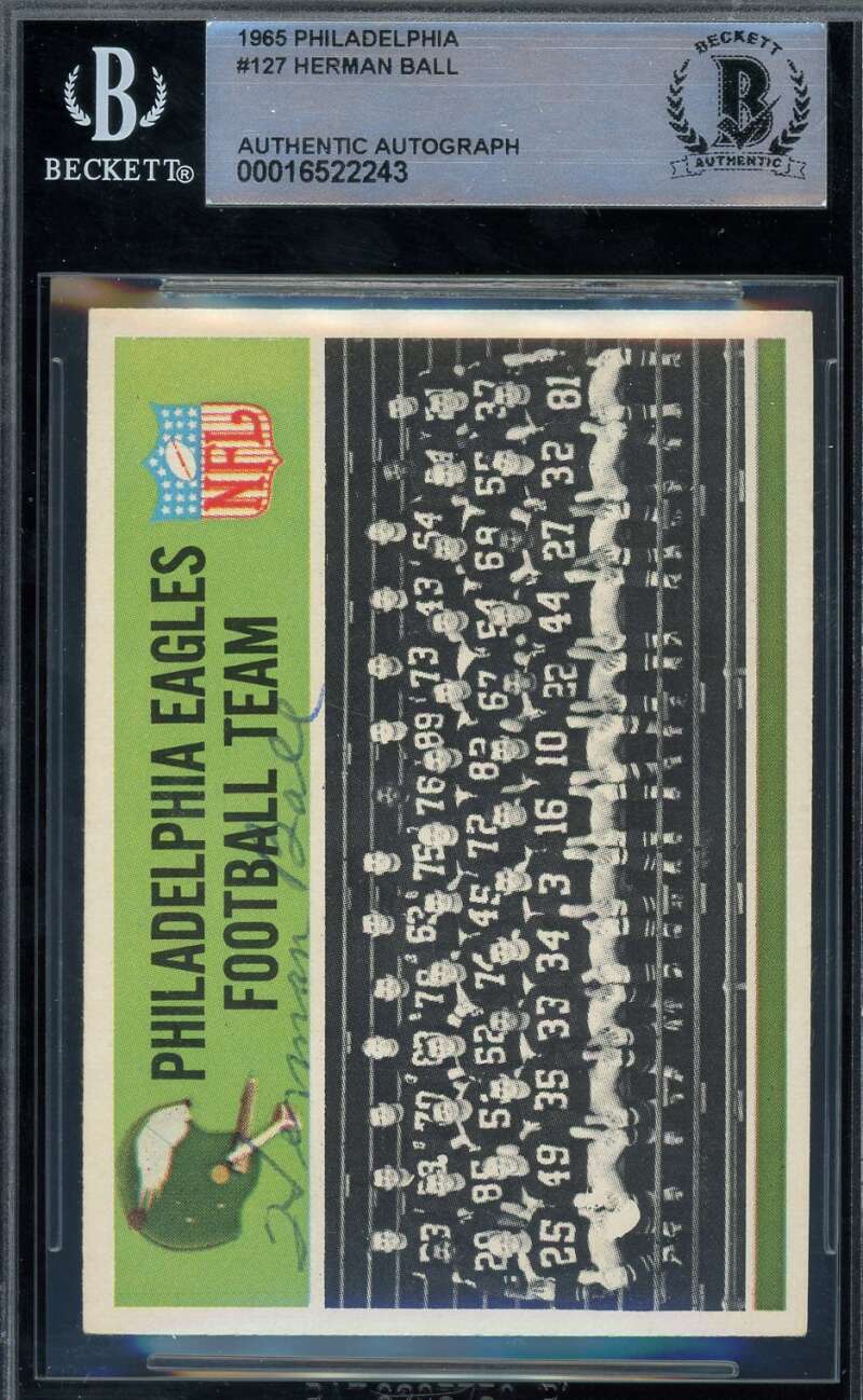 Herman Ball Beckett BAS Rare Signed 1965 Philadelphia Autograph