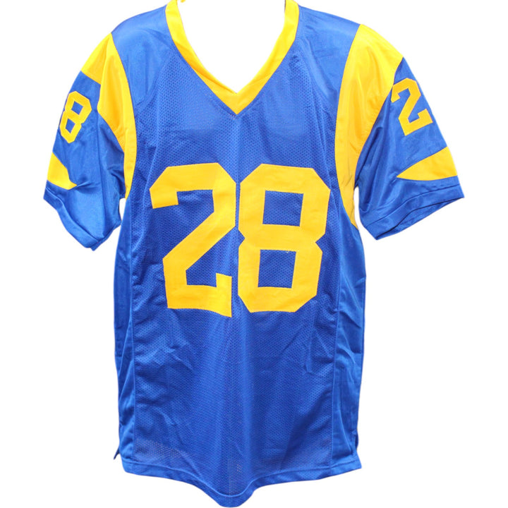 Marshall Faulk Autographed XL Pro Style TB Blue Jersey Beckett Witness 49285