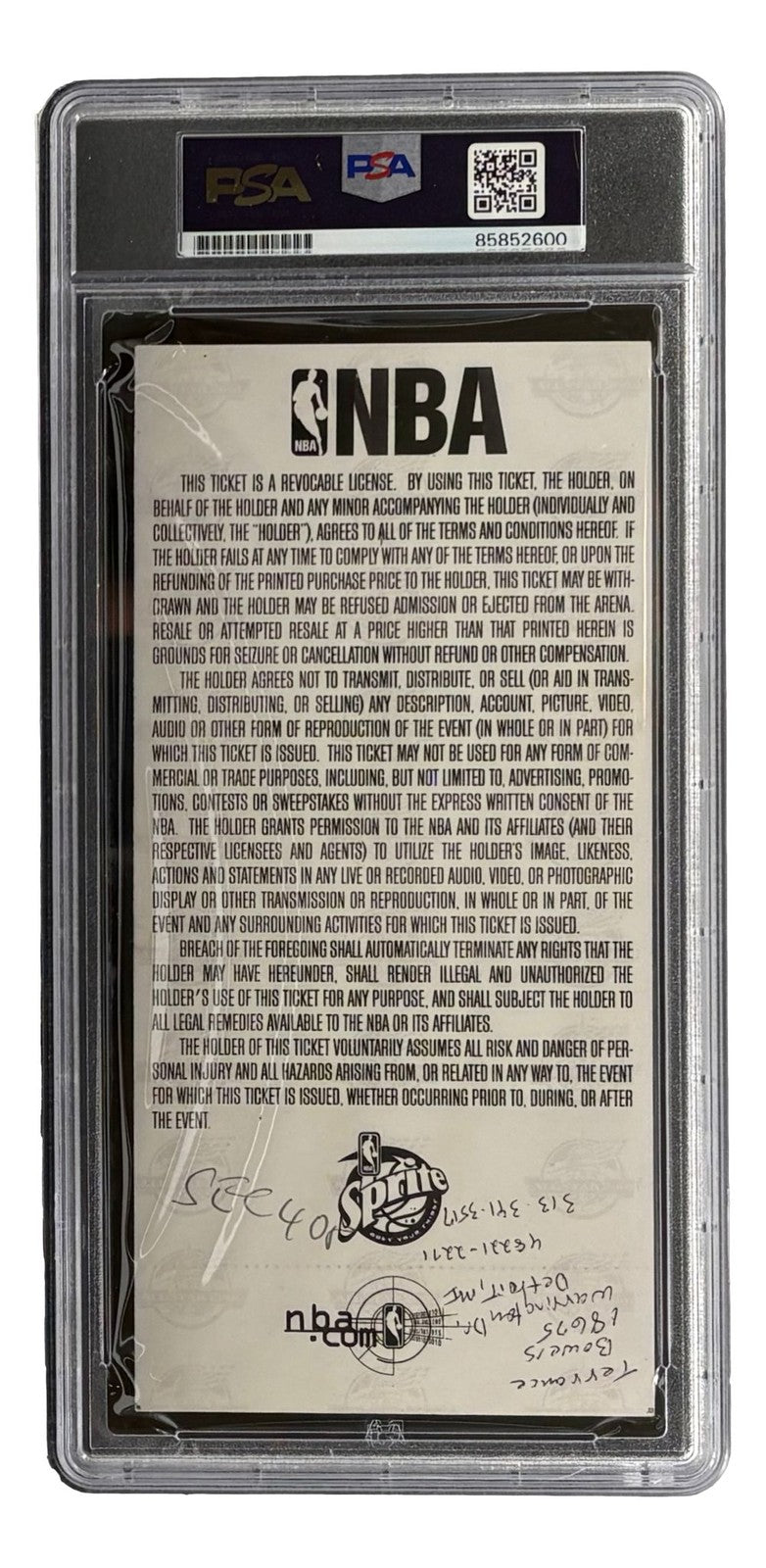 Shaquille O'Neal Lakers Signed 2001 NBA All-Star Game Ticket PSA/DNA Auto 10