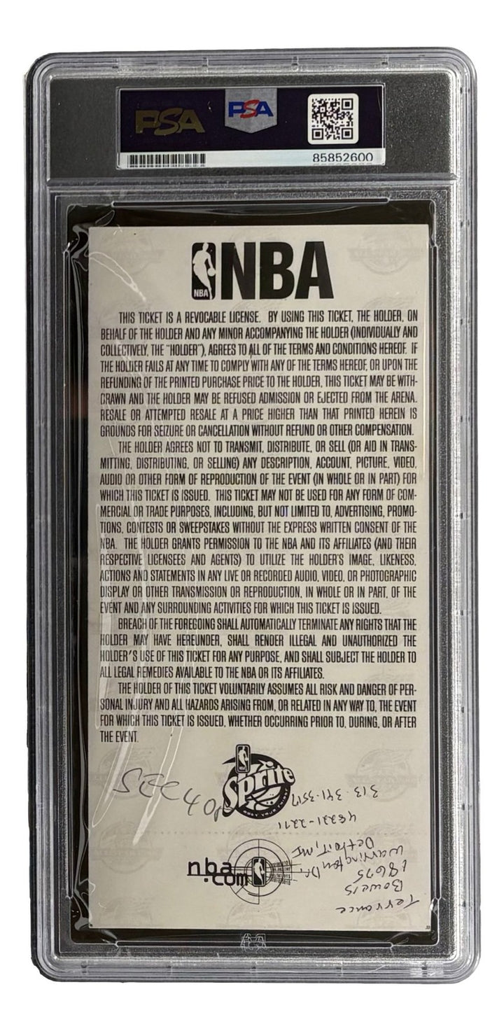 Shaquille O'Neal Lakers Signed 2001 NBA All-Star Game Ticket PSA/DNA Auto 10