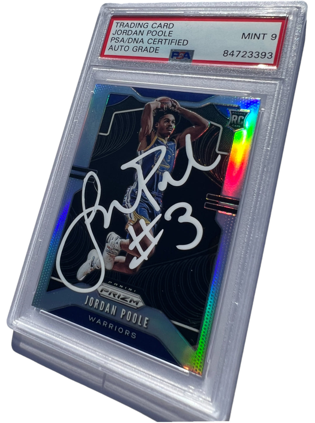 JORDAN POOLE SIGNED 2019-20 PANINI SILVER PRIZM ROOKIE CARD #272 RC AUTO PSA/DNA