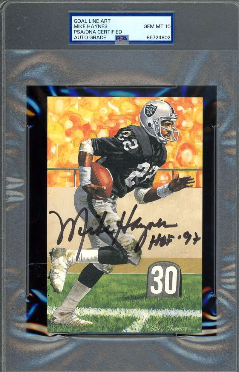 Mike Haynes Gem Mint 10 PSA DNA Signed Goal Line Art Card GLAC Autograph HOF 97
