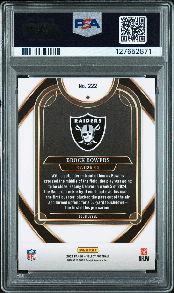Graded 2024 Panini Select Brock Bowers #222 Rookie RC Card PSA 10 Gem Mint