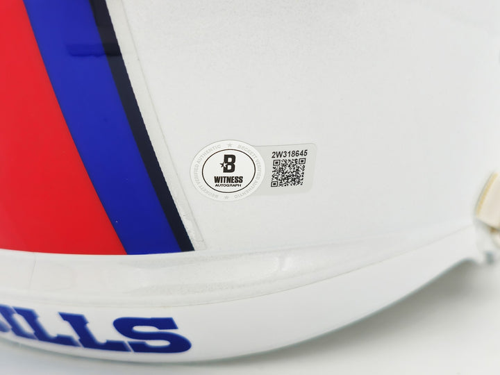 Jim Kelly, Thurman Thomas, Reed Auto Bills Greats White Full Size Rep Helmet BAS