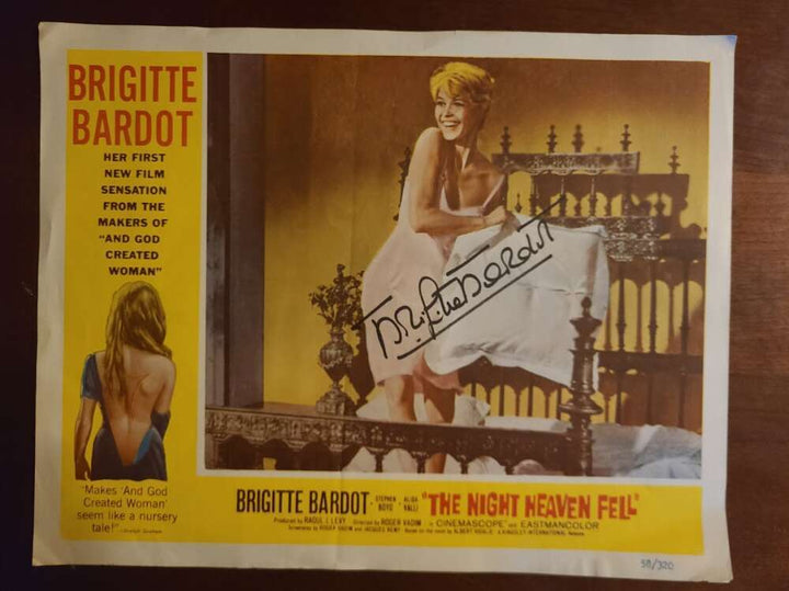 Brigitte Bardot JSA Coa Signed 11x14 Orinial Night Heaven Fell Lobby Card Photo