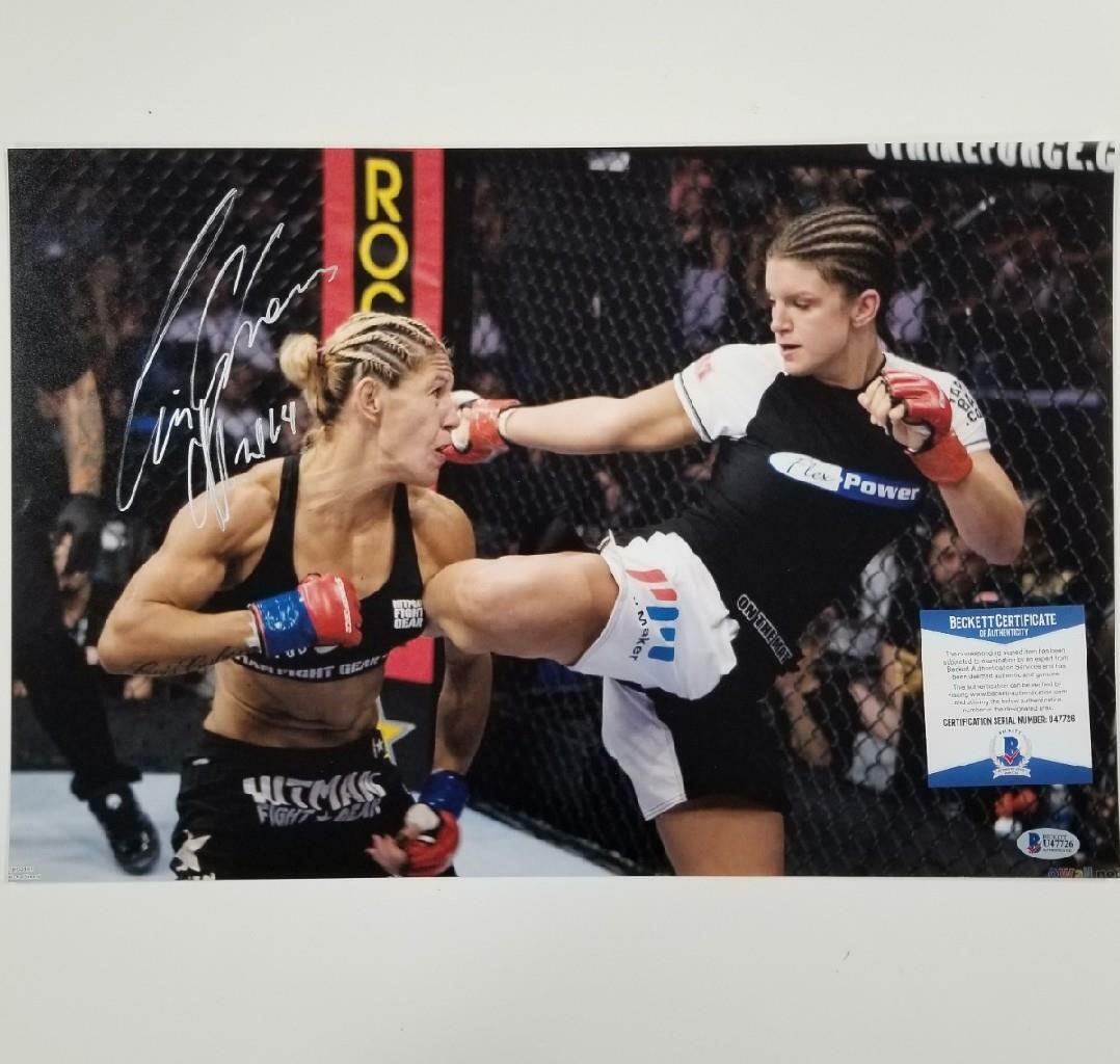 Cris Cyborg signed 12x18 Photo UFC MMA Autograph ~ Beckett BAS COA