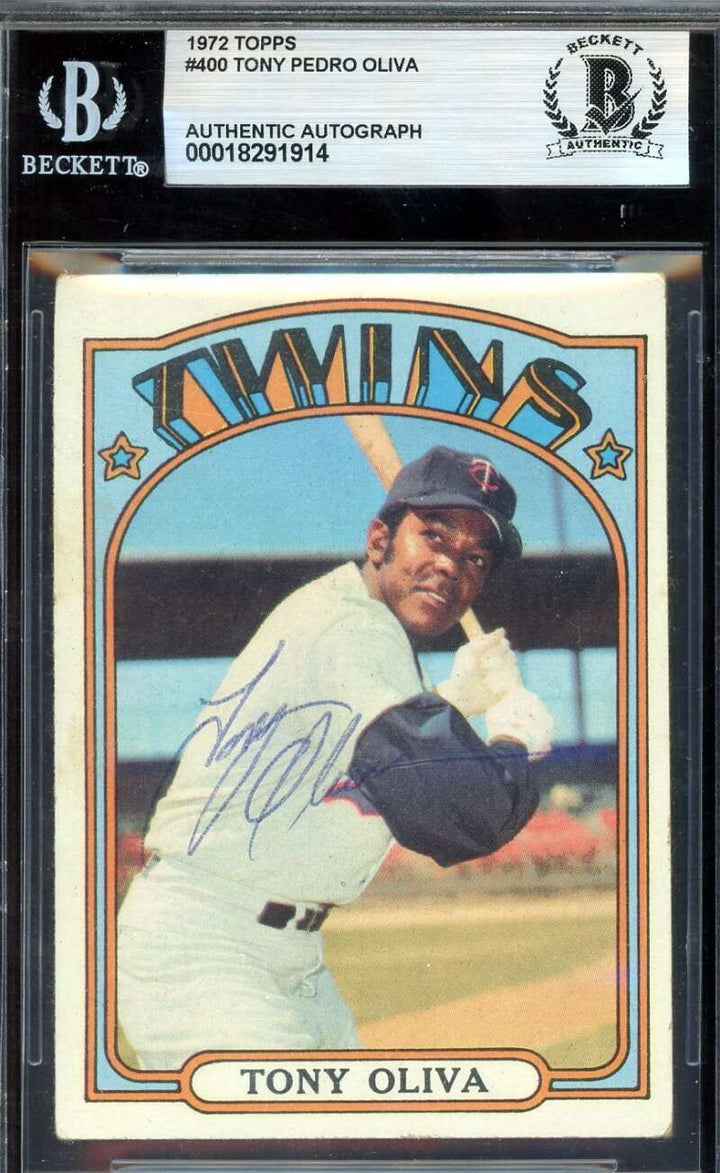 Tony Oliva Beckett BAS Signed 1972 Vintage Topps Autograph