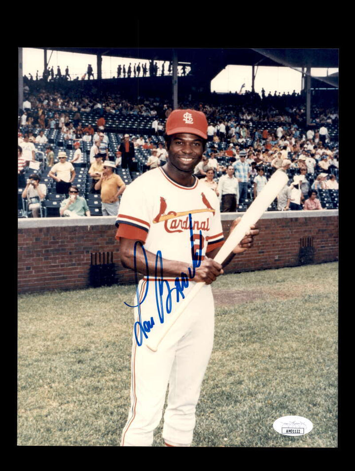 Lou Brock JSA Coa Signed  8x10 Photograph Autograph Cardinals