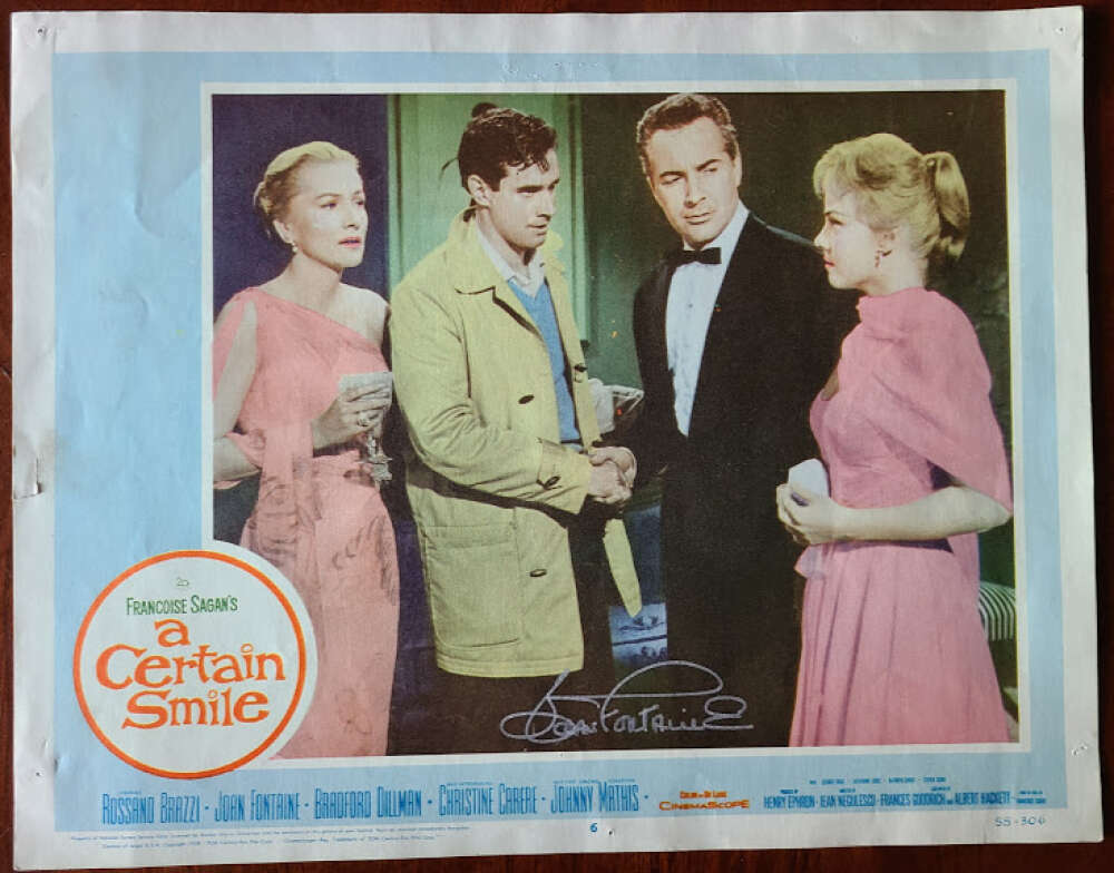 Joan Fontaine JSA Signed A Certain Smile 11x14 Lobby Card Photo Autograph