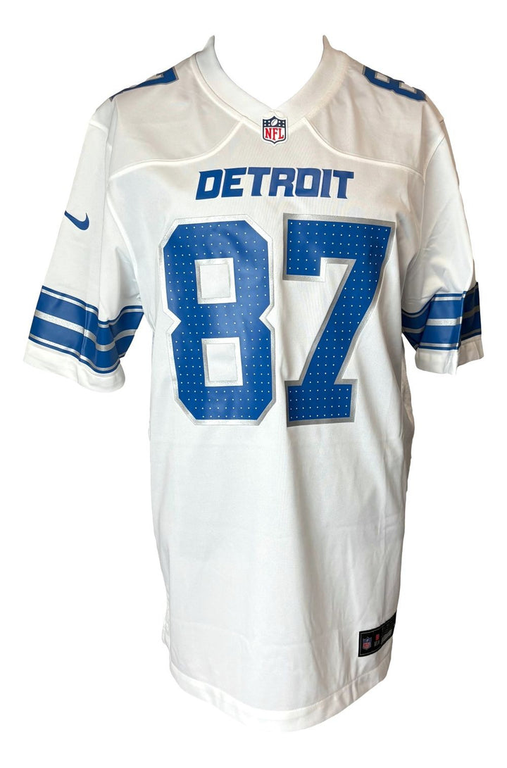 Sam LaPorta Signed Detroit Lions White Nike Game Replica Jersey BAS ITP
