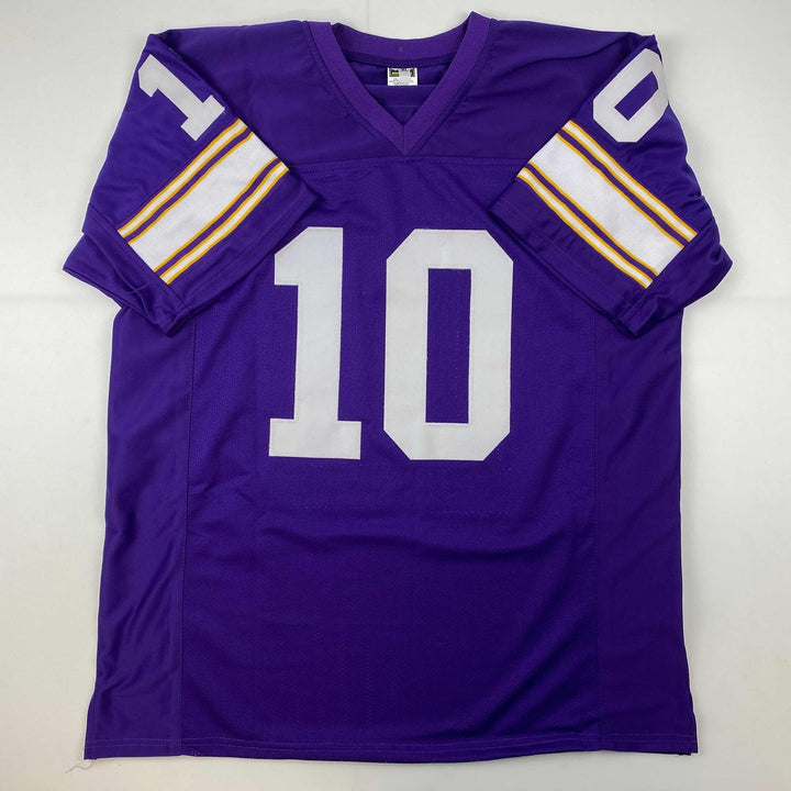 Facsimile Autographed Fran Tarkenton Minnesota Purple Reprint Jersey Men's XL