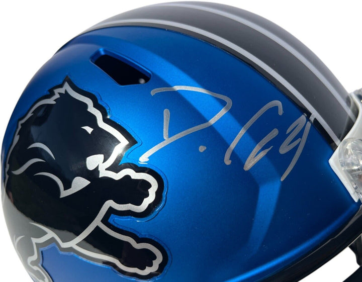DAN CAMPBELL SIGNED DETROIT LIONS FOOTBALL FULL SIZE ALTERNATE HELMET AUTO JSA