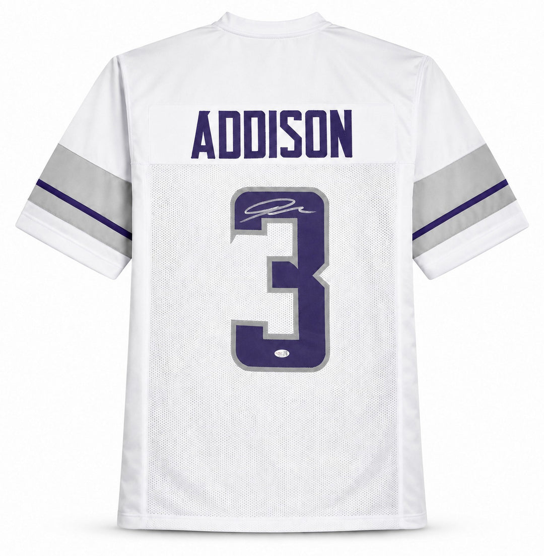 Minnesota Vikings Jordan Addison Signed White Jersey JSA Witness