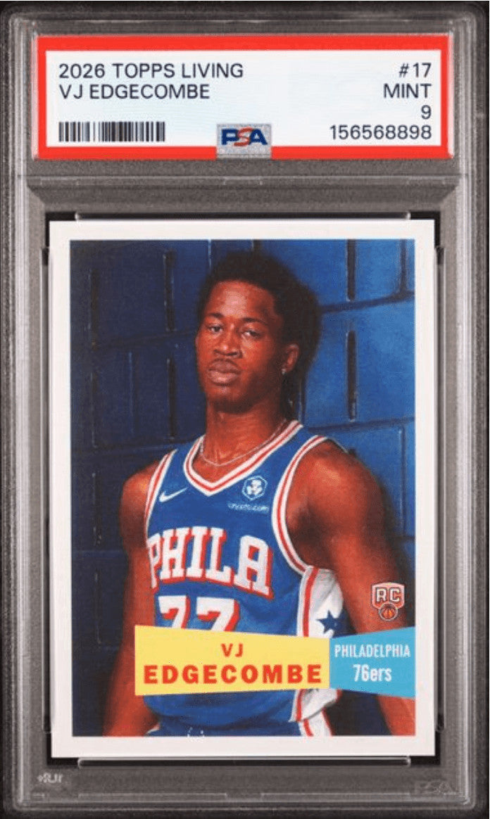 Graded 2026 Topps Living VJ Edgecombe #17 Rookie RC Basketball Card PSA 9